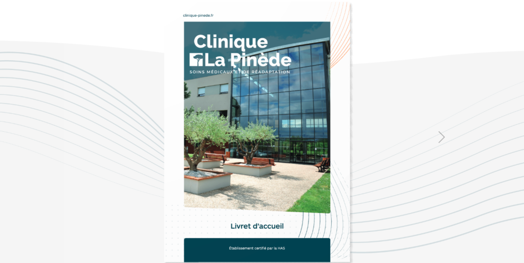 Page de couverture du livret d'accueil de La Clinique La Pinède
